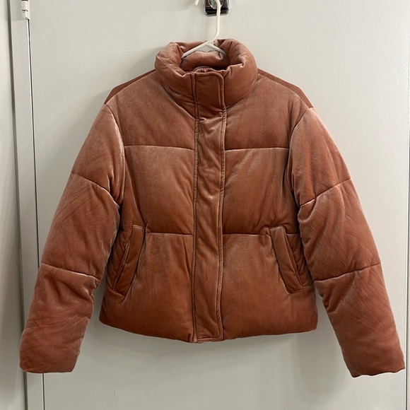 ASOS Design Pink Faux Velvet Puffer - Picture 1 of 4